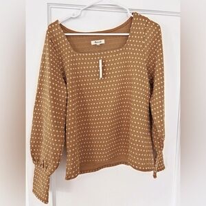 Madewell Floral Jaquared Square Neck Top